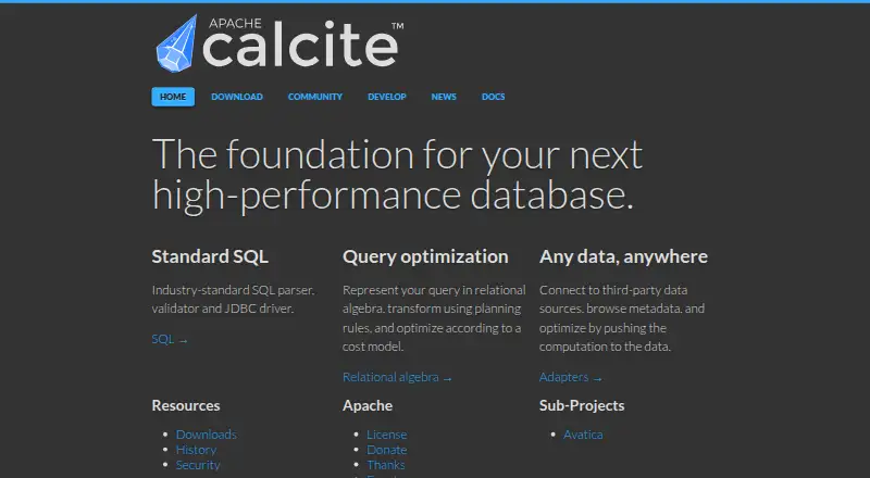 Apache Calcite screenshot