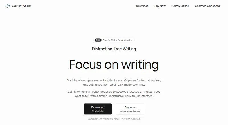 Calmly Writer screenshot