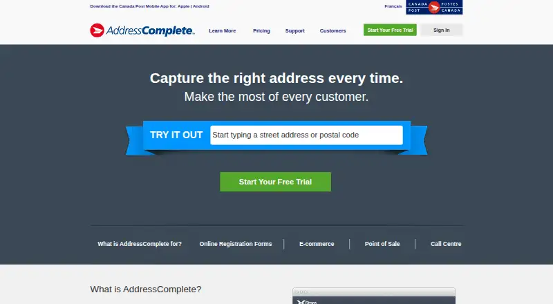 AddressComplete screenshot