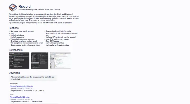 Ripcord screenshot