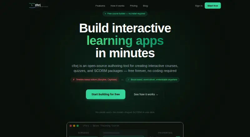 Cforj Course Forge Studio screenshot