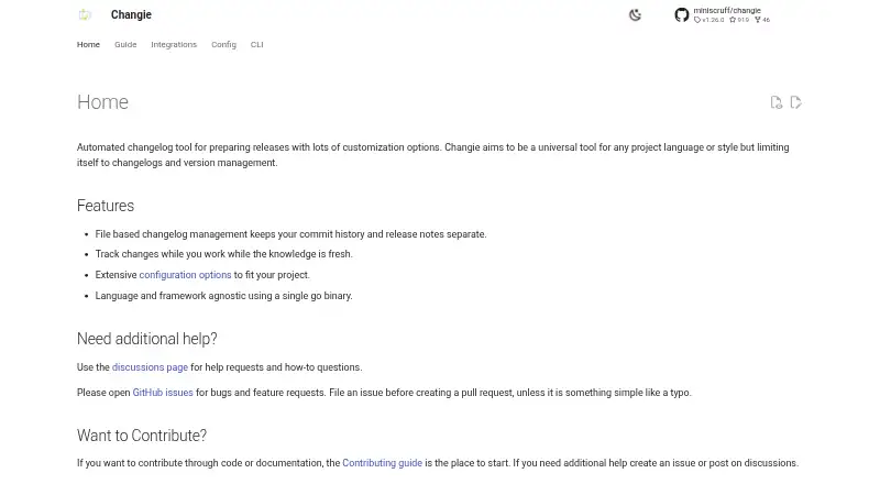Changie screenshot