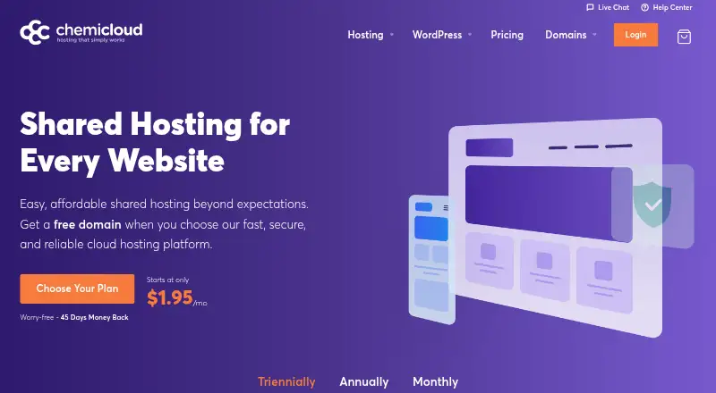 ChemiCloud Web Hosting screenshot