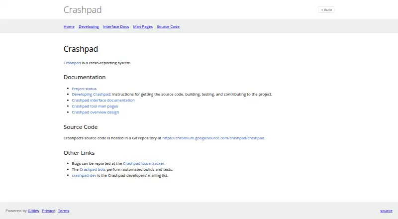 Crashpad screenshot