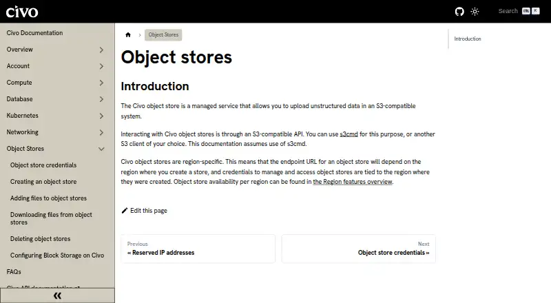 Civo Object Store screenshot