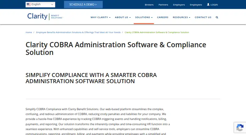 Clarity COBRA Administration screenshot