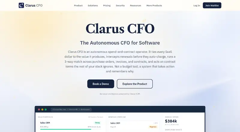 Clarus CFO screenshot