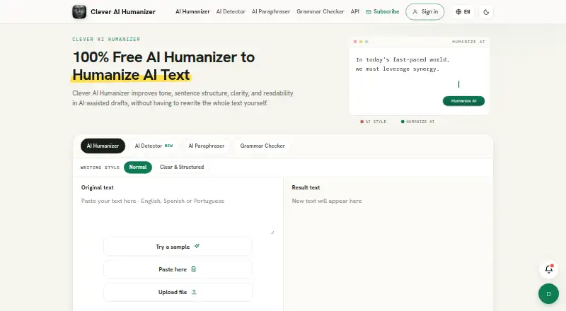 Clever AI Humanizer screenshot