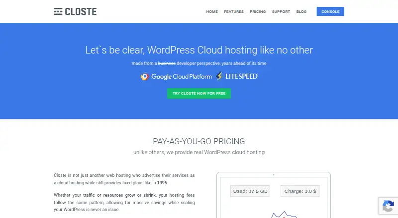 Closte screenshot