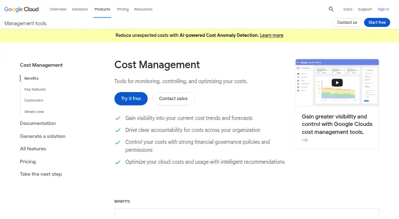 Google Cloud Cost Management screenshot