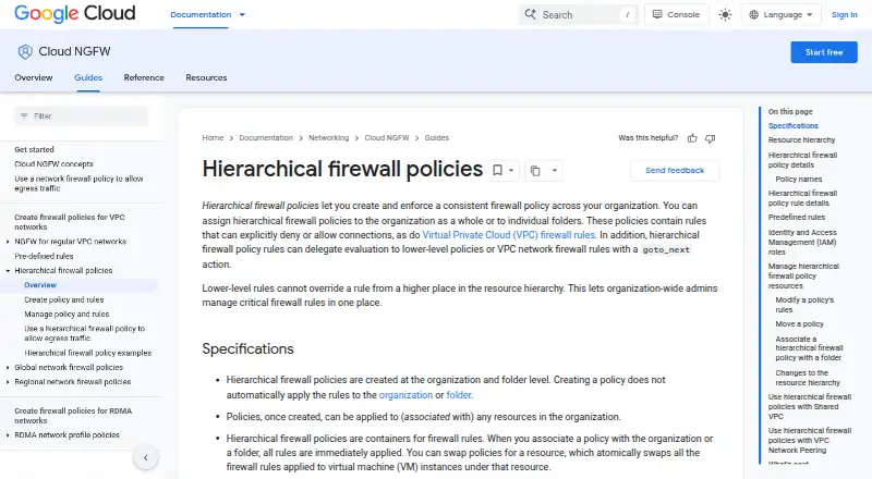 Google Cloud Firewall Policies screenshot