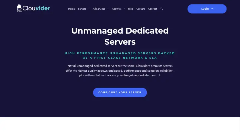 Clouvider Dedicated Servers screenshot