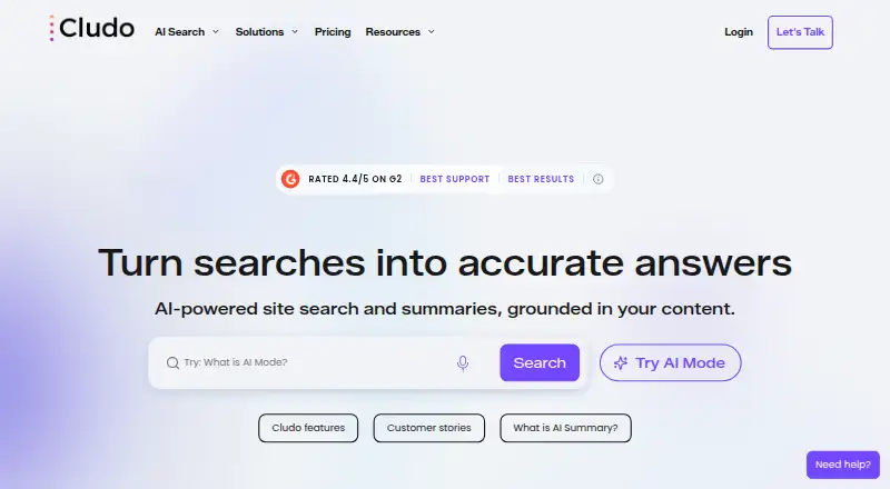 Cludo Site Search screenshot