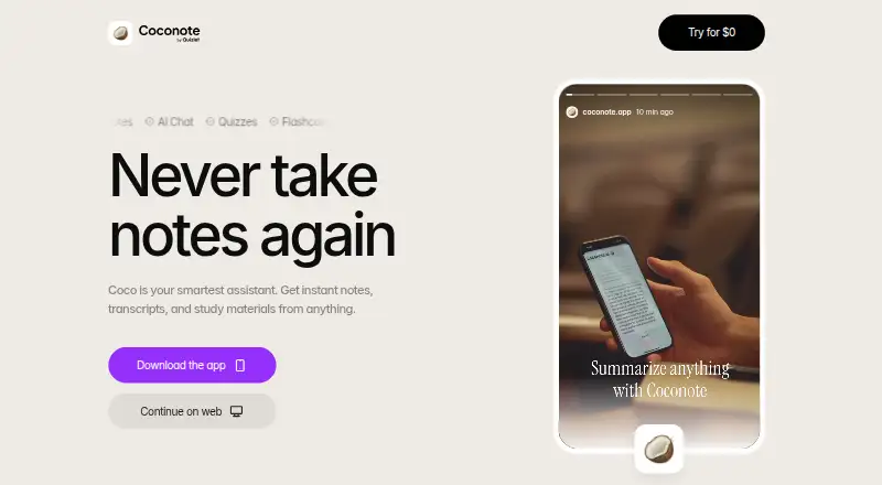 Coconote screenshot