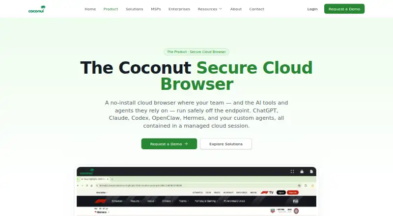 Coconut Secure Cloud Browser screenshot