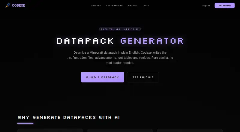Codexe Datapack Generator screenshot