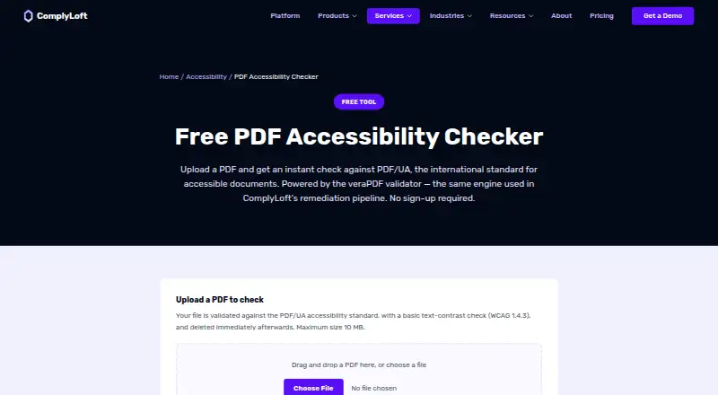 ComplyLoft PDF Accessibility Checker screenshot