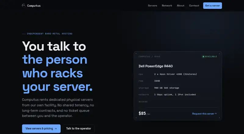 Computus Bare Metal Hosting screenshot