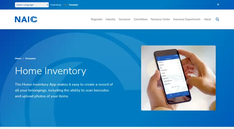 NAIC Home Inventory screenshot