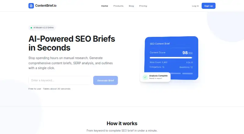 ContentBrief.io screenshot