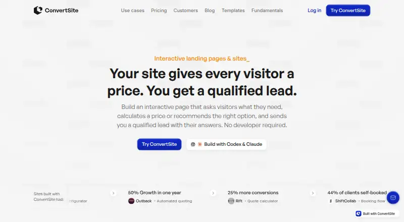 ConvertSite Product Configurator screenshot