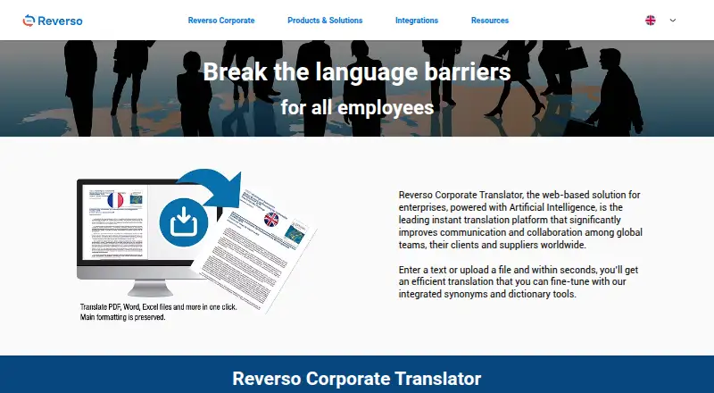Reverso Corporate screenshot