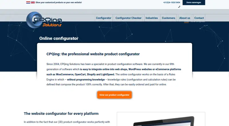 CPQing Online Configurator screenshot
