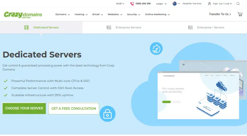 Crazy Domains Dedicated Servers screenshot