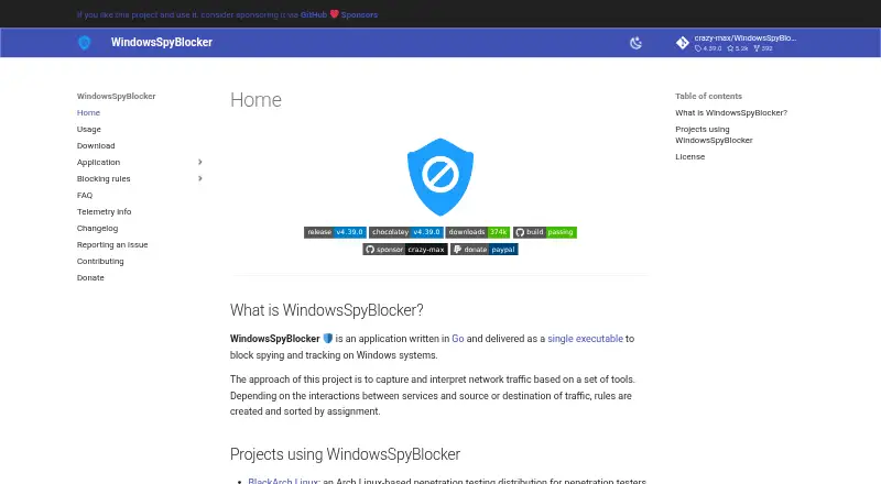 WindowsSpyBlocker screenshot