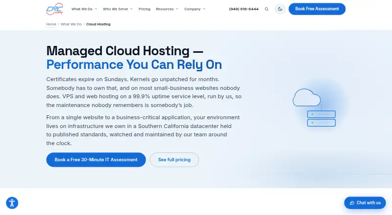 CRC Cloud Managed Cloud Hosting screenshot