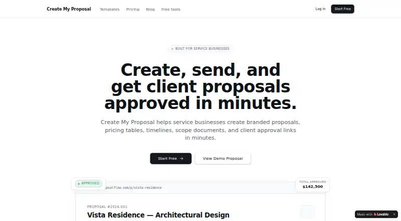 Create My Proposal screenshot