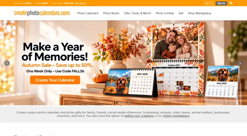 CreatePhotoCalendars.com screenshot