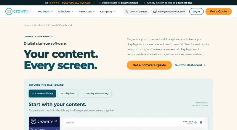 CrownTV Dashboard screenshot