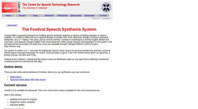 Festival Speech Synthesis System screenshot