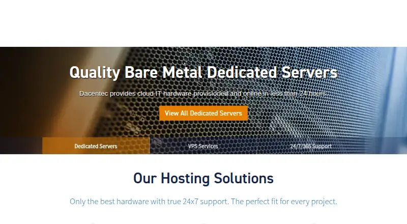 Dacentec Dedicated Servers screenshot