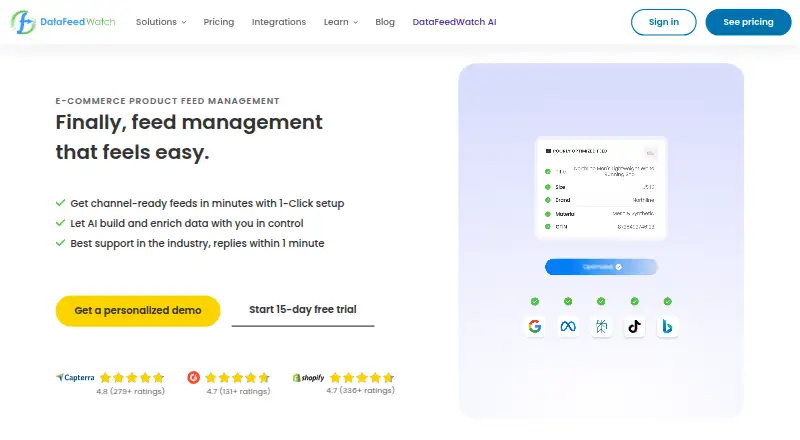 DataFeedWatch screenshot