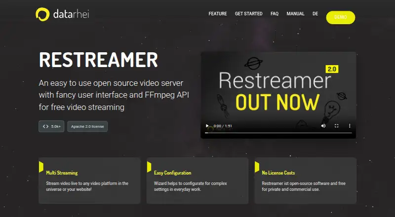 datarhei Restreamer screenshot
