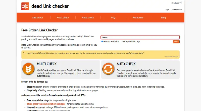 Dead Link Checker screenshot