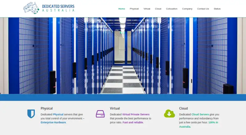 Dedicated Servers Australia Physical Servers screenshot