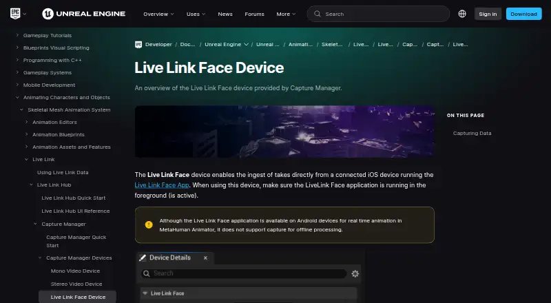 Live Link Face screenshot