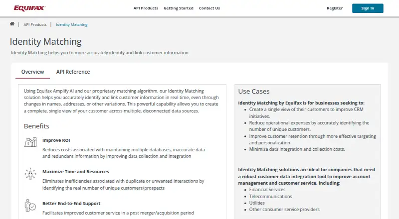 Equifax Identity Matching screenshot
