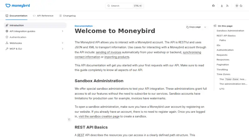 Moneybird API screenshot