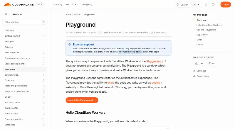 Cloudflare Workers Playground screenshot