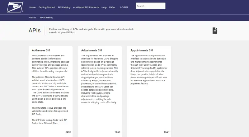 USPS Addresses API screenshot
