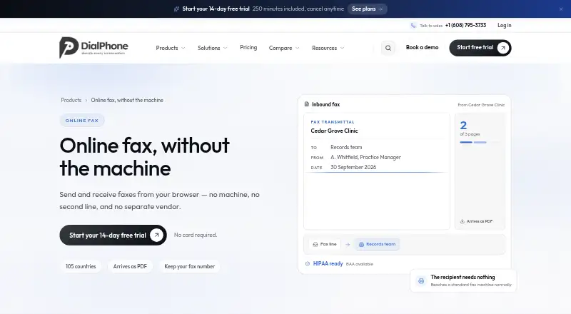 DialPhone Online Fax screenshot