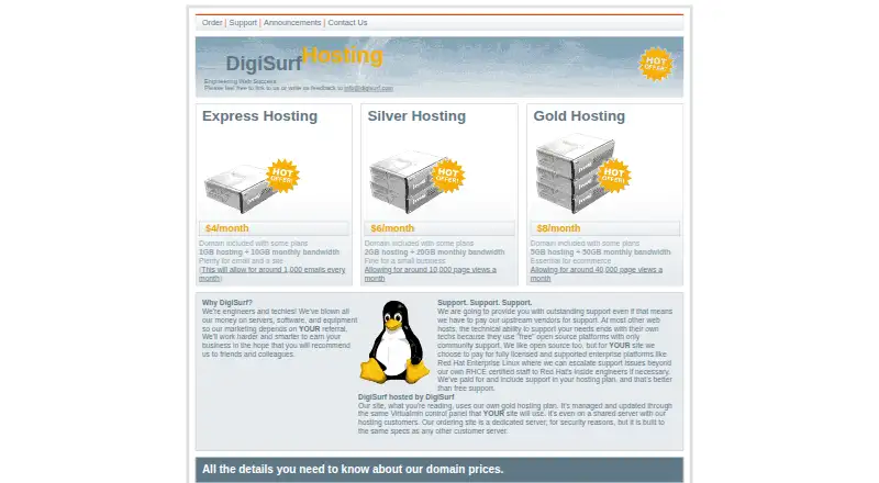 DigiSurf Virtualmin Hosting screenshot