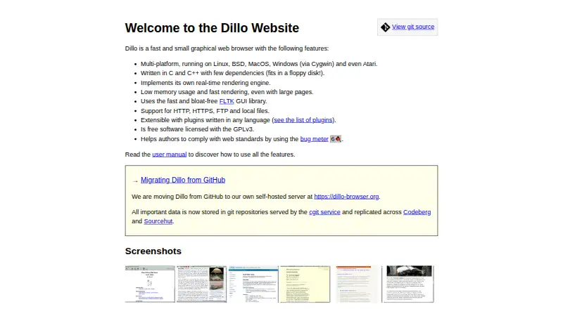 Dillo screenshot