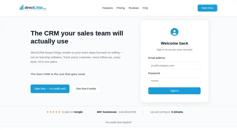 directCRM screenshot