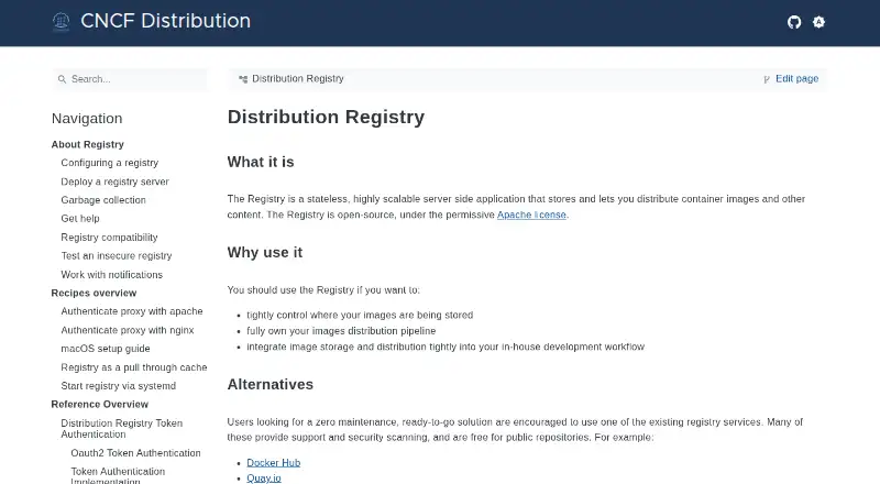 Distribution Registry screenshot