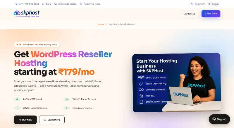 SKPHost WordPress Reseller Hosting screenshot